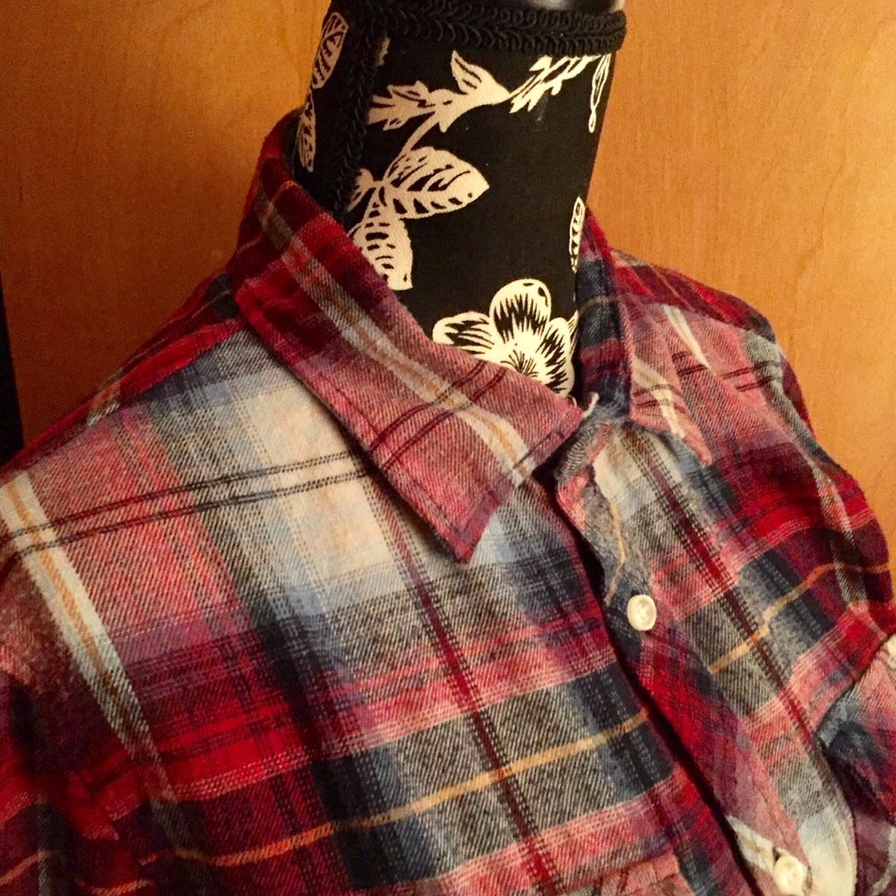 Rustic Blue, Small, Red Plaid, Button Down - Picture 2 of 7
